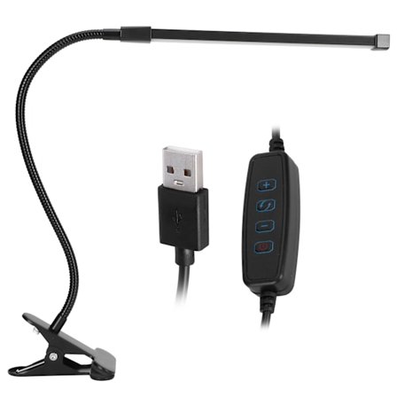 USB-drevet LED-klemme Lampe Justerbar 3 Farvetemperatur Læselampe til Sengebord