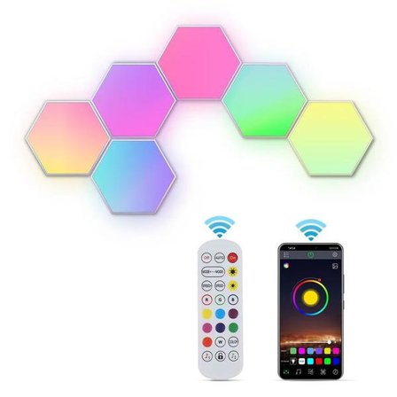 Kuusikulmainen seinävalaisin / LED-lamppu 6 moduulissa - Kaukosäätöinen