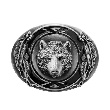 Retro Wild Wolf Bältesspänne Jaktvarghuvud Bältesspänne Oval
