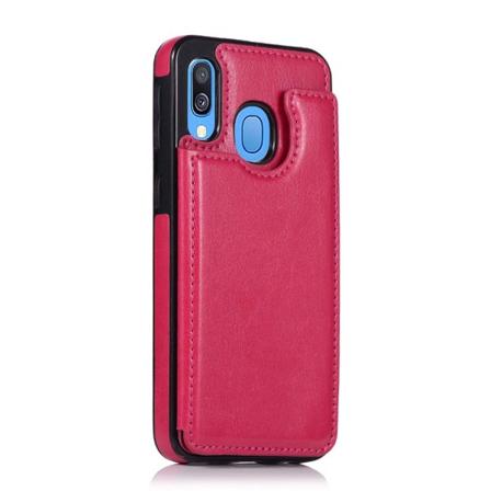 Professionellt Skal med Korthållare - Samsung Galaxy A20E Rosaröd