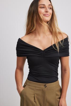 NA-KD Haut à épaules dénudées - Tops bustier - Noir - Small