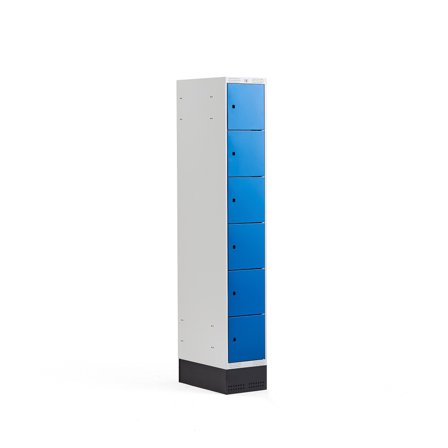 Kleiderspind CLASSIC mit Sockel, 1 Modul/6 Türen, 1890 x 300 x 550 mm, blau