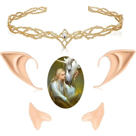 Rhinestone Circlet Crown Headpiece med Elf Ears Dress Up Halloween