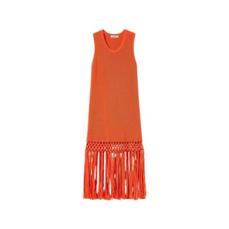 Twinset, Longuette dress with fringes 221tt 3110 Rood, Dames, Maat:S
