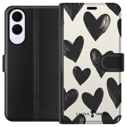 Kompatibelt Lommeboketui til Samsung Samsung Galaxy S25 Edge Cactus and Friends - Bold Black Love Pattern