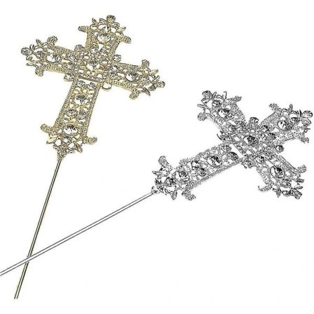 Rhinestone Kors Kaketopp for Baby Shower Bursdag Bryllupsfest Kakedekorasjoner