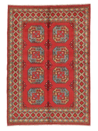 Hand Knotted Afghan Fine Rug 169X236 Wool Dark Red/Brown