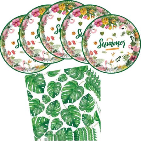 IC Hawaiian Luau Festtillbehör, 20 tallrikar och 20 servetter, för Hawaiian Sommarstrandtemafest Dekoration