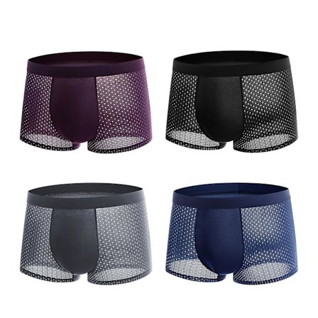 4 stk. Herre Bambus Boxer Briefs, Mesh Boxer Shorts, All-Day Komfort 2XL