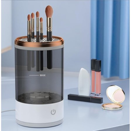 Automatisk sminkborste-rengörare Elektrisk sminkborste-rengöringsmaskin Sminkborste-rengöringsverktyg Bra present till mamma, fru Svart