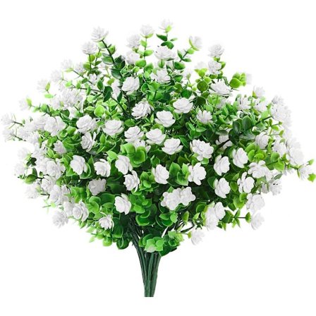 6 Bundter Kunstige Blomster Udendørs Fake Blomster til Dekoration UV-bestandige Falmer Ikke Falske Plastplanter Have Veranda Vindueskasse Indretning (