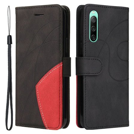 BINFEN tvåfärgat läder Sony Xperia 10 IV fodral - Svart