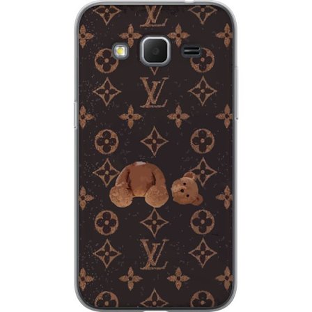 Kompatibel Mobilcover til Samsung Samsung Galaxy Core Prime Luksuriøst monogrammønster med knust bamse i mørk modeæstetik