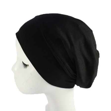 TG Satinfodret Hætte, Silke Hætte Søvn Hætte Cap Cover Slouchy Beanie Nattesøvnshætte Justerbar til Krøllet Sort Hår Sort
