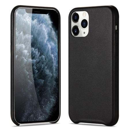 Iphone 12 Pro Max - Läderbelagt Tpu Skal - Svart Black Svart