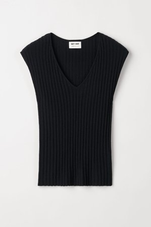 Soft Goat - V-neck Top - Kaschmirpullover für Damen - XL - Black