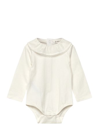 Mango Embroidered Babydoll-Neck Body - White - 1-3M