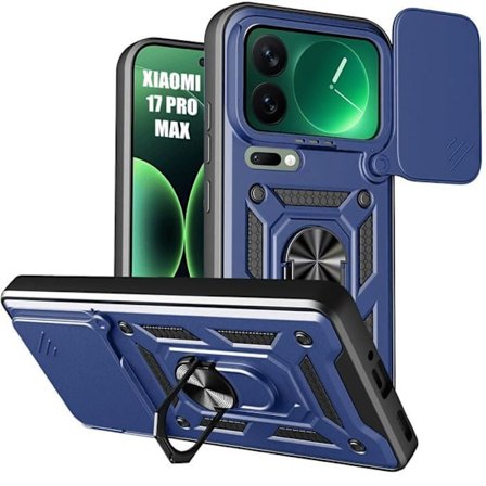 Cover til Xiaomi 17 Pro Max, Stødabsorberende Beskyttelse med Hårdt Bageste Ring - Marineblå