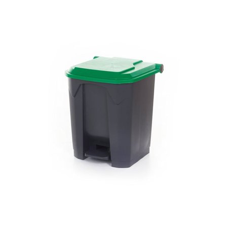 Pedal bin with coloured lid, 30 L, dark grey, green lid
