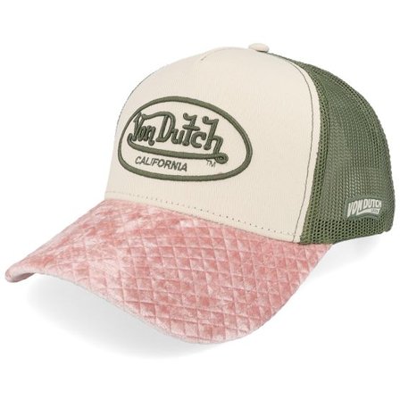 Von Dutch - Beige trucker Keps - Baseball Suedin Green/White/Pink A-Frame Trucker @ Hatstore