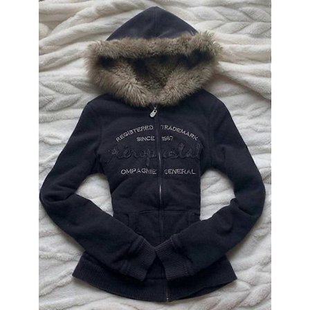 Amerikansk Retro Pelskrave Fleece Fortykket Høst Og Vinter Svart Glidelås Hettegenser Innsvinget Slankende Genserjakke