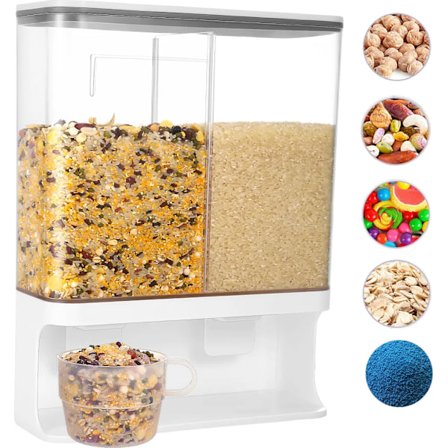3000 ml dubbel flingbehållare, spannmålsbehållare med lufttätt lock och kopp, flingdispenser för ris, tvättparfym, gryn