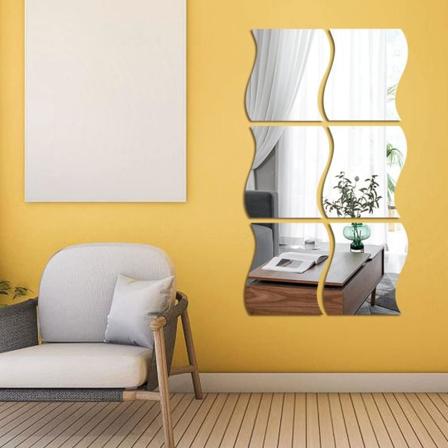 6 kpl 3D aaltoilevia seinäpeilejä(12x10cm+17x19cm+30x25cm) - Akryyliseinän koristelu - Kotiin, asumiseen
