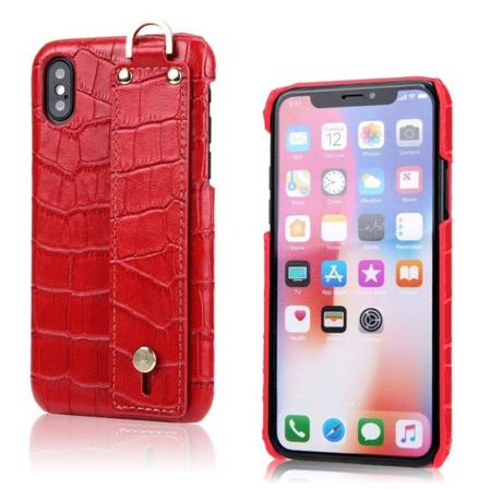 iPhone Xs Max etui i ægte læder med krokodillestruktur - Rød Red