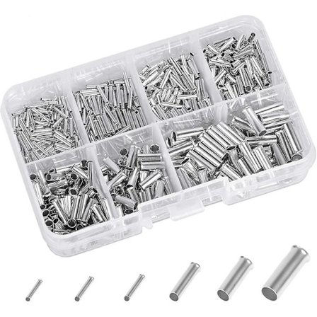 600 stk. 10-22 Awg Uisolerte ledningshylser Butt Connectors Krympeterminaler Uisolerte kabelsko Kobber Krympetermineringssett For Elektriske 