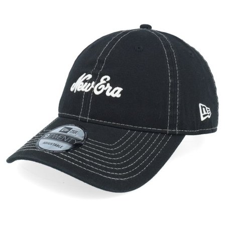 New Era - Svart unconstructed Keps - Contrast Stitch 9TWENTY Black/White Dad Cap @ Hatstore