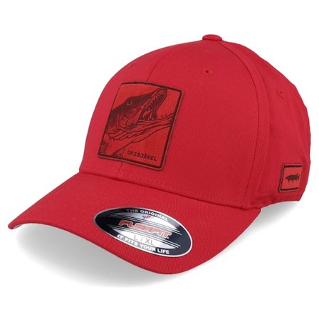 Skillfish - Rød flexfit Kasket - Grisjävel Laser Wooly Combed Red Flexfit @ Hatstore