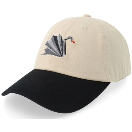 Origami - Beige unconstructed Keps - Origami Black Swan Washed Stone/Black Dad Cap @ Hatstore
