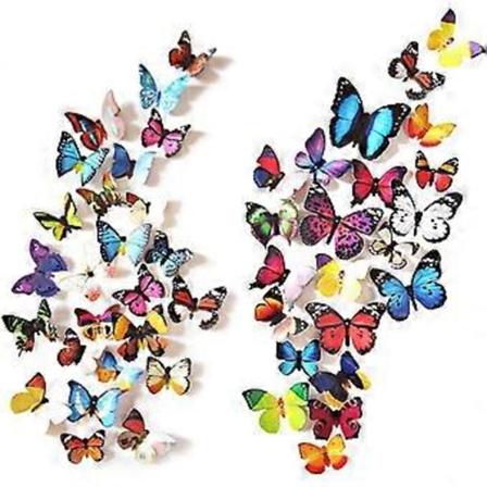 80 stk. Butterfly Vægstickers - 3D Butterfly Vægsmykke Aftagelige Vægstickers Hjemmedekoration