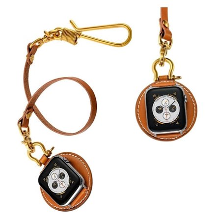 Apple Watch Series 5 40mm retro læder pocket strap - Sølv Connector / Brun