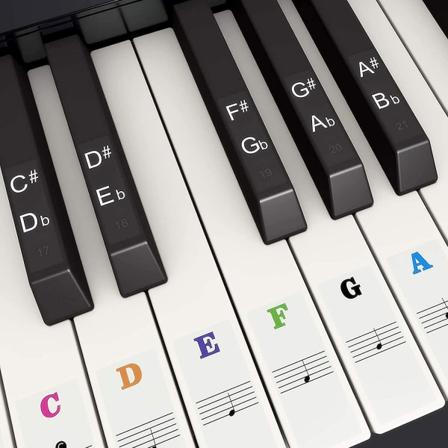 Pianonäppäimien tarrat, musiikki, elektroninen pianonäppäimistön nuottitarrat, läpinäkyvät ja irrotettavat Colorful
