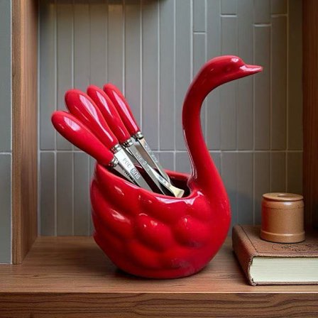 Kreativt keramisk fruktgaffelsett med svane - husholdnings rustfritt stål, med en luksuriøs og sofistikert følelse, og et oppbevaringsglasssett.