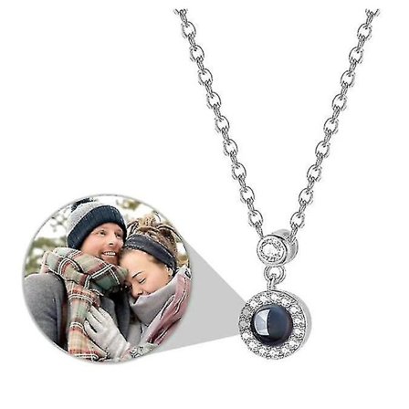 Anpassat Fotohalsband Projektionshalsband Sterling Silver Personligt Kärlekshänge