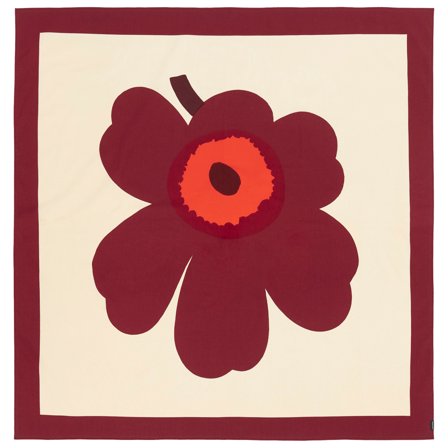 Marimekko Unikko pöytäliina 140 × 140 cm, vanilja/viininpunainen/punainen