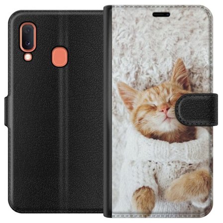 Yhteensopiva Lompakkokotelo Samsung Galaxy A20e Kitten Neule