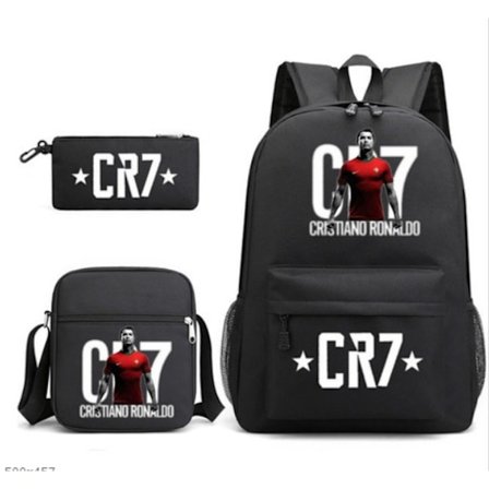 C Ronaldo skolebag ryggsekk pennal skulderbag tredelt sett