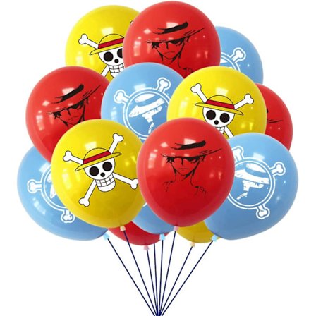 24 st 12" One Piece Ballonger, One Piece Födelsedag Dekorationer, One Piece Festtillbehör One Piece Tema Party Favörer För Fans Baby Shower Blå