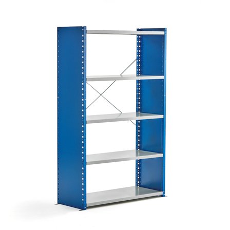 Regalsystem MIX, Grundmodul, 1740 x 1000 x 400 mm, geschlossen, blau/grau