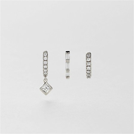 Bling Huggie Creolen 3-pack - Sterlingsilber