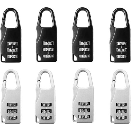 8 stk. - Kombinationslås - mini zinklegering kombinationslås - 3 cifre