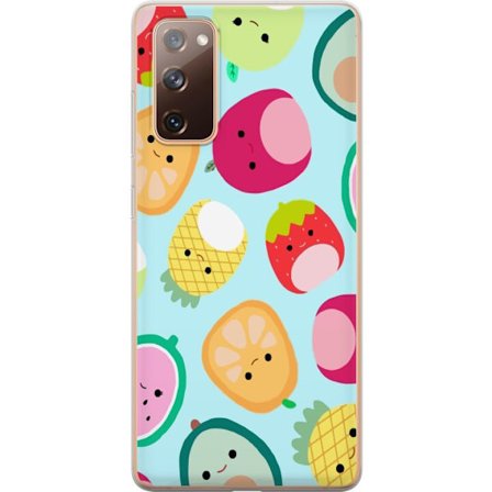 Kompatibelt Mobildeksel til Samsung Galaxy S20 FE Mønster av kawaii-frukter som jordbær sitron ananas og avocado på lyseblå bakgrunn