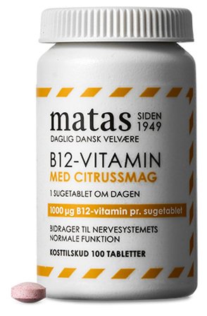 Matas Striber B12-Vitamin Med Citrussmag 100 sugetabl., Helse & Madvarer, B-vitamin, B12 Vitamin