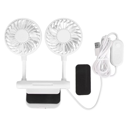 Monitor Fan med 2 Hoveder, 3 Hastighedsindstillinger, 2 Meter USB-Kabel, Lydløs, Pladsbesparende Klips-På Computer Fan til Familie, Kontor, Hvid