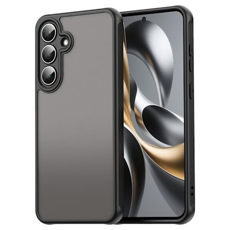 SKALO Samsung S25 FE Color Bumper Frosted Suojakuori - Musta