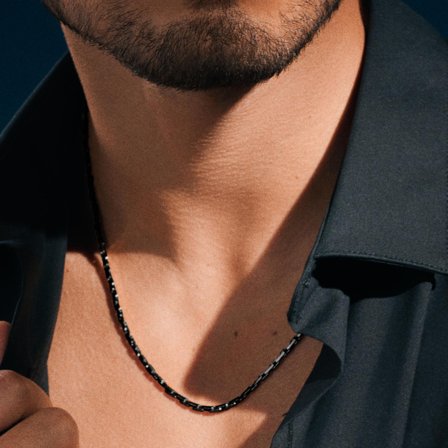 Essentials | 3 mm Gunmetal Black Rectangular Box Chain Necklace for Men - Chain necklaces