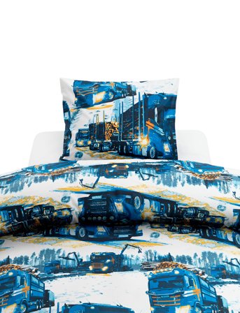 Borganäs of Sweden 2-Dels Set Lastbilar Marinblå - Blue - 1ST 150X210CM